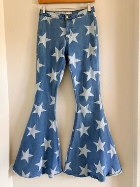 Altar'd State Star Print Super Flare Bell Bottom Jeans - Small